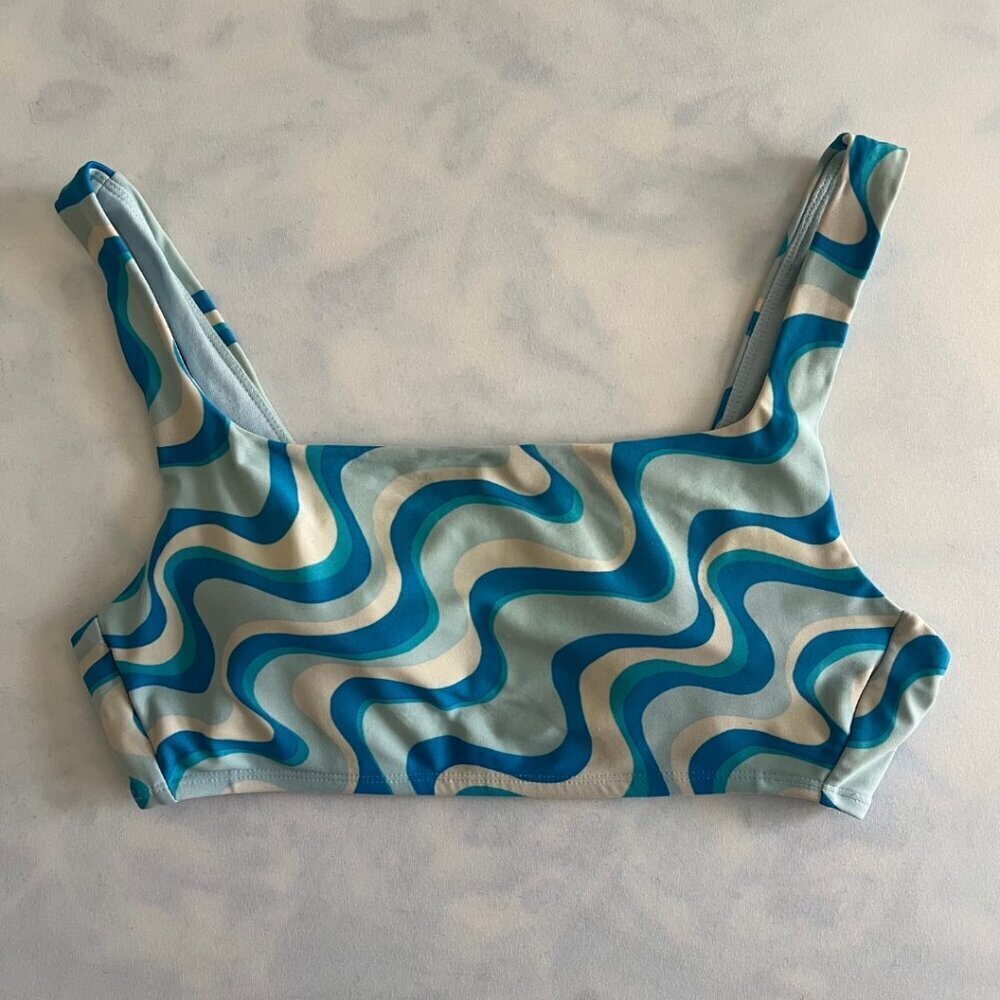 Wild Fable Retro Y2K Blue Swimsuit Bikini Top